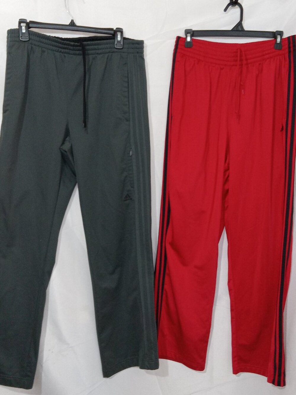 Vintage Y2K Adidas Track Pants Mens L Red Gray 3 Stripe 2 Pair Bundle